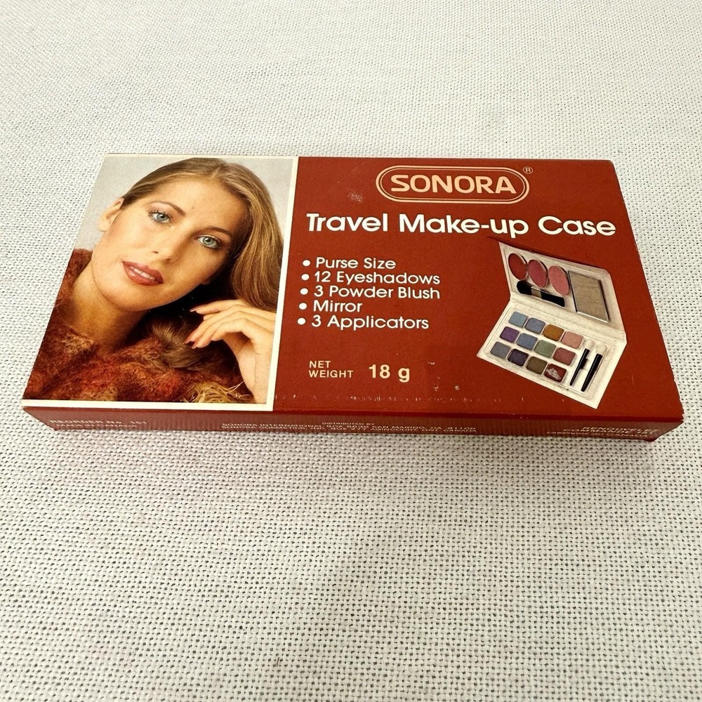 VTG Sonora Brand Makeup Palette Travel Compact 12 Soft Shadows 3 Blush 80's New - Picture 14 of 16